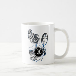 Caneca De Café Gemini Zodiac Art Deco Lady
