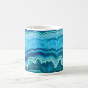 Caneca De Café Gemstone de Agate de rendas azuis impresso 