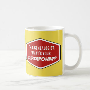 Caneca De Café Genealogista Superpotência Mug Amarelo Personaliza