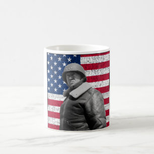 Caneca De Café General Patton e a bandeira americana