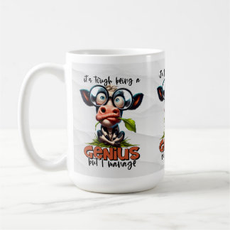 Caneca De Café Gênio Engraçado, Pessoa Inteligente com Vacas Goof