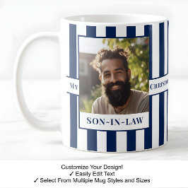 Caneca De Café genro, nome, mensagem, fotografia, Stripe Mug C41