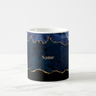 Caneca De Café Geode Azul Dourado 
