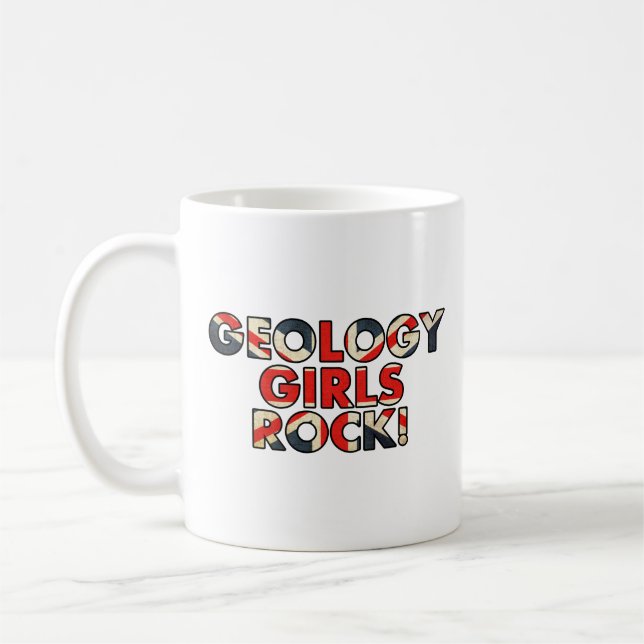Caneca De Café Geology Girls Rock!  (Bandeira do Reino Unido) (Esquerda)