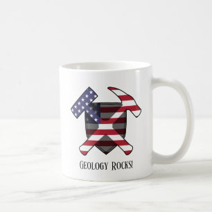 Caneca De Café "Geology Rocks" Logotipo de martelo cruzado da ban