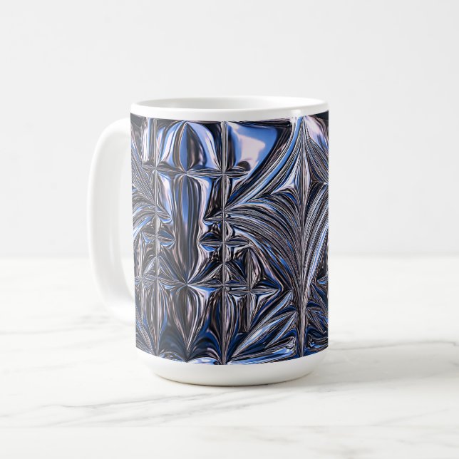 Caneca De Café Geometria Cromada Azul (Frente Esquerda)