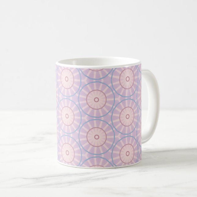Caneca De Café Geometria de Explosão Solar Rosa (Frente Esquerda)