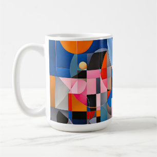 Caneca De Café Geometria Gentil: Matizes de Azul e Rosa em Abstra