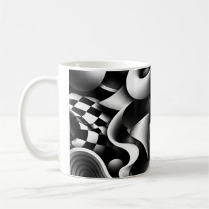 Caneca De Café Geometria Monocromática Hipnótica – Ilusão Óptica 