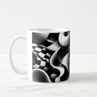 Caneca De Café Geometria Monocromática Hipnótica – Ilusão Óptica