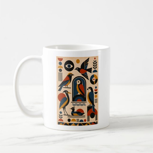 Caneca De Café Geometric Birds – Geometric Art Mug (Esquerda)