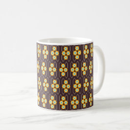 Caneca De Café Geometric pattern with orange and blue hexagons