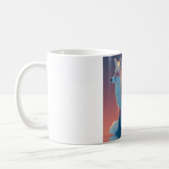 Caneca De Café Geometric Wolf Silhouette |Modern Polygon Wildlife (Esquerda)