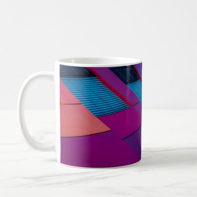 Caneca de Café Geométrica Abstrata Moderna | Roxo  (Esquerda)