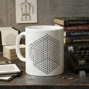 Caneca de Café Geométrica Arte de Grade Isométrica