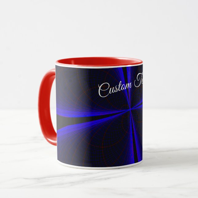 Caneca de Café Geométrica com Acento Azul em Forma (Frente Esquerda)