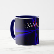 Caneca de Café Geométrica com Acento Azul em Forma