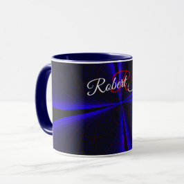 Caneca de Café Geométrica com Acento Azul em Forma