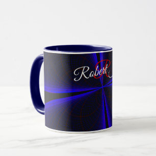 Caneca de Café Geométrica com Acento Azul em Forma