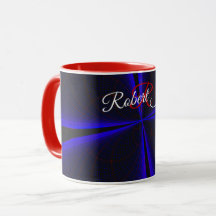 Caneca de Café Geométrica com Acento Azul em Forma