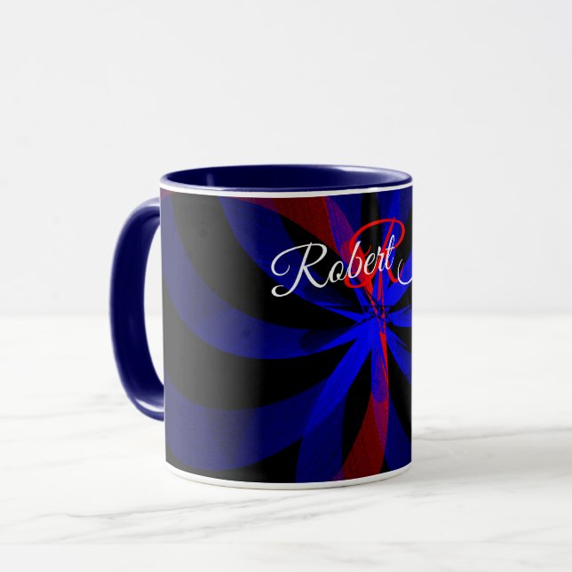 Caneca de Café Geométrica com Centro de Cor Mirtil (Frente Esquerda)