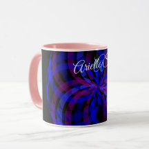 Caneca de Café Geométrica com Flor Pétala no Centr