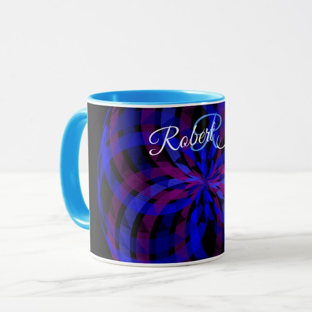Caneca de Café Geométrica com Flor Pétala no Centr (Frente Esquerda)