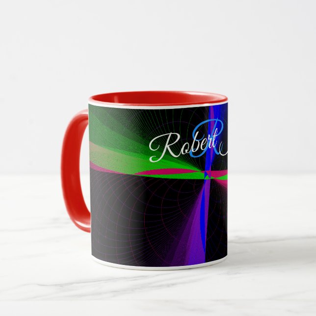 Caneca de Café Geométrica de Onda de Quatro Direçõ (Frente Esquerda)