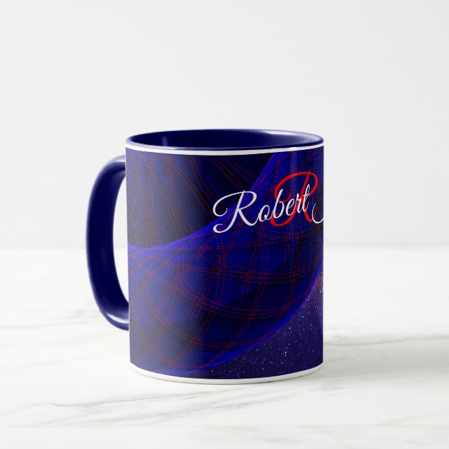 Caneca de Café Geométrica Donuts Espaço Azul (Frente Esquerda)