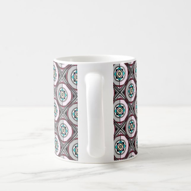Caneca de café geométrica em tons das cinzas e do (Alça)