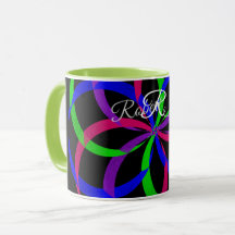 Caneca de Café Geométrica Figura 8 Multicolorida