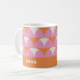Caneca De Café Geométrica laranja rosa moderna retro personalizad