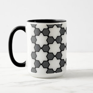 Caneca de Café Geométrica Moderna em Preto e Branc