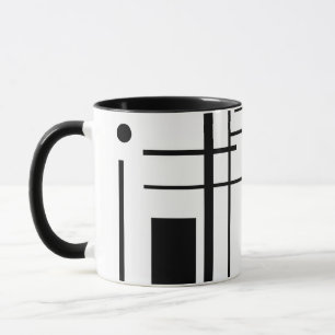Caneca de café geométrica preto e branco das