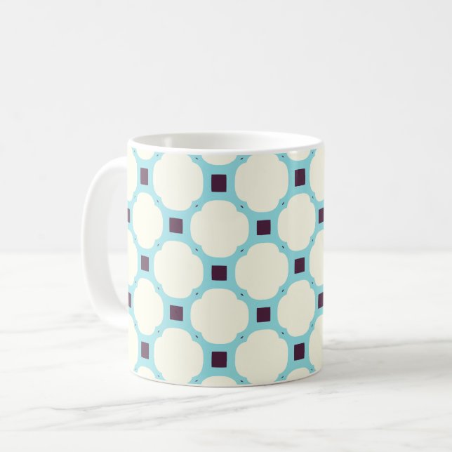 Caneca De Café Geométrico 010 neutro e azul (Frente Esquerda)