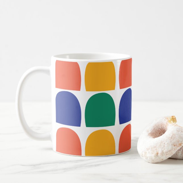 Caneca De Café Geométrico a meio círculo colorida (Com Donut)