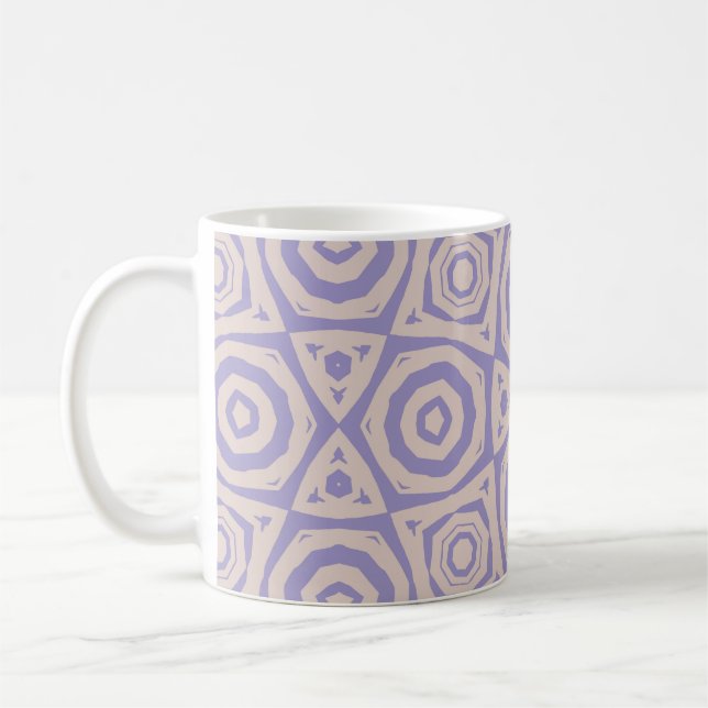 Caneca De Café Geométrico Abstrato Roxo e Creme (Esquerda)
