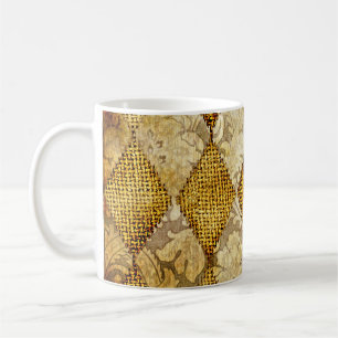 Caneca De Café Geométrico Dourado: Sofisticação do Padrão Retroat