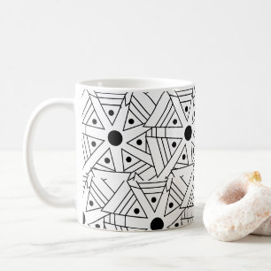Caneca De Café Geométrico em Preto e Branco