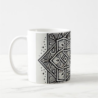 Caneca De Café "Geométrico Mandala Art Mug - Único Preto e Branco
