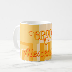 Caneca De Café Geométrico Retro Amarelo Personalizado