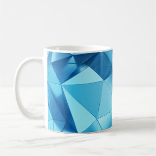 Caneca De Café Geométrico tridimensional, fundo azul metálico