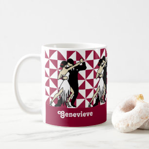 Caneca De Café Geométrico Vintage Tango Dancers