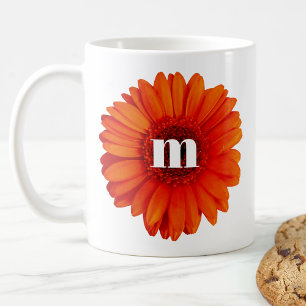 Caneca De Café Gerbera Daisy Monograma inicial