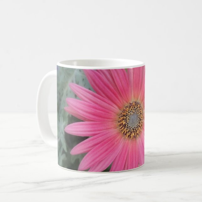 Caneca De Café Gerbera Daisy Mug Rosa (Frente Esquerda)