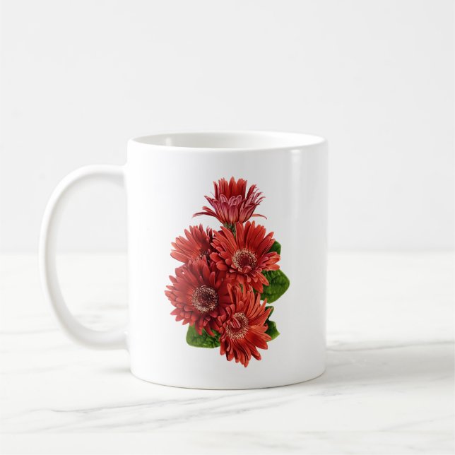 Caneca De Café Gerbera Margaridas Vermelhas (Esquerda)