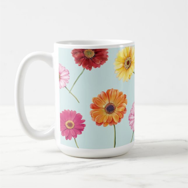 Caneca De Café Gerbera,pink,red,orange,yellow  (Esquerda)