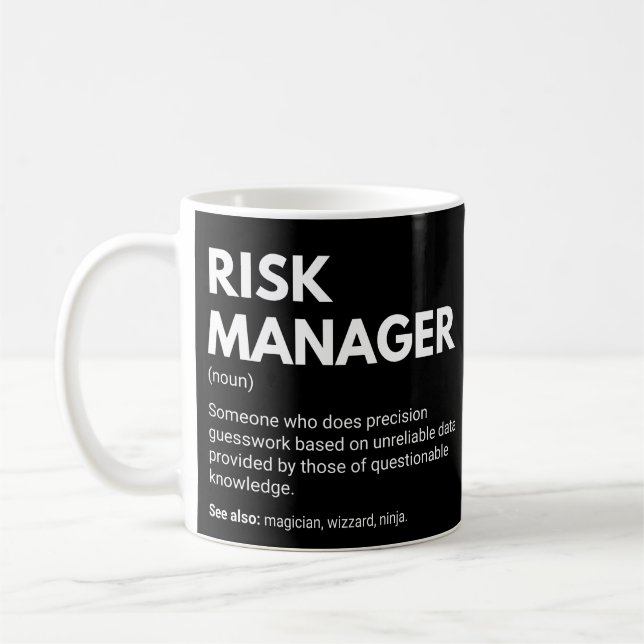 Caneca De Café Gerente de Risco Definição de Trabalho Engraçada (Esquerda)