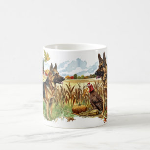 Caneca De Café German shepherd Ação de Graças Colheita Turquia