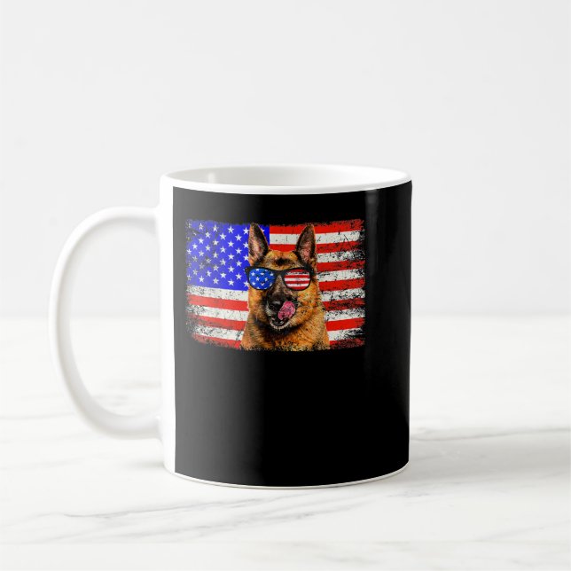 Caneca De Café German shepherd American Flag USA Infantástico (Esquerda)